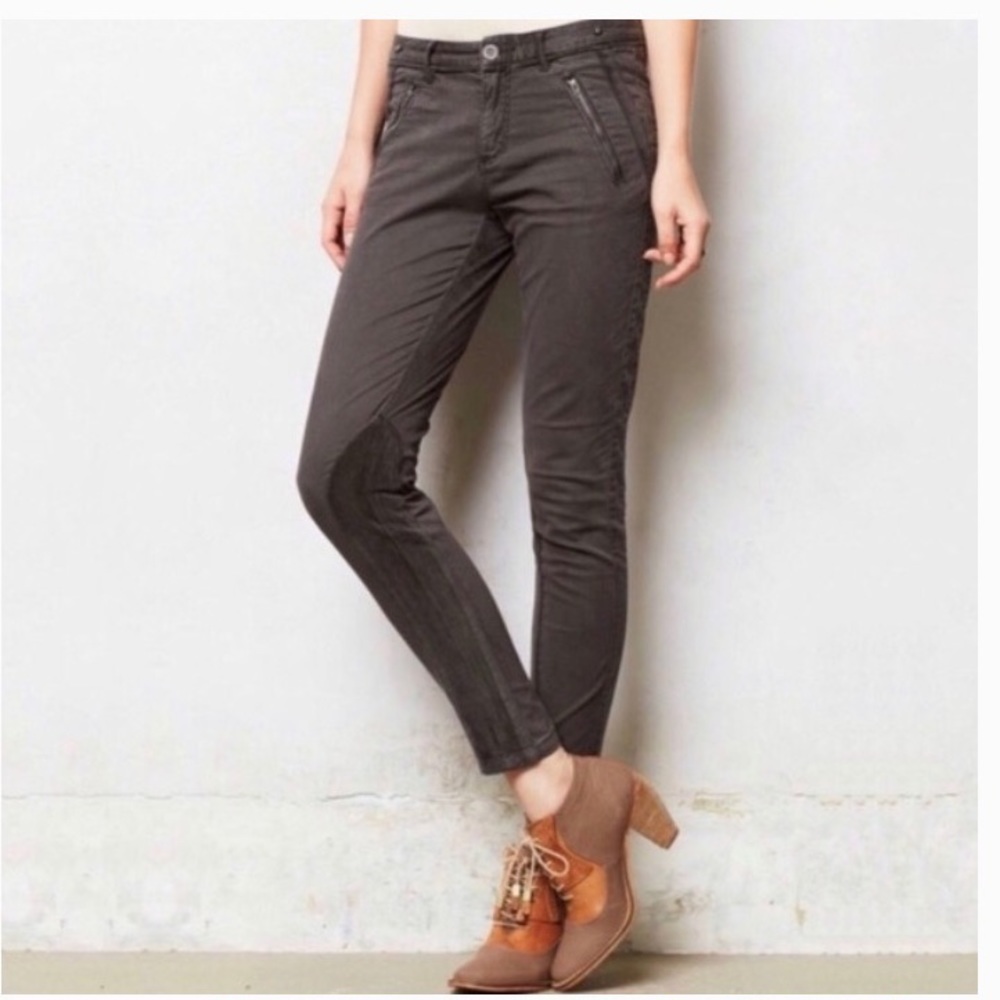 Anthro Pilcro Brown Velvet Trim Ridding Pants